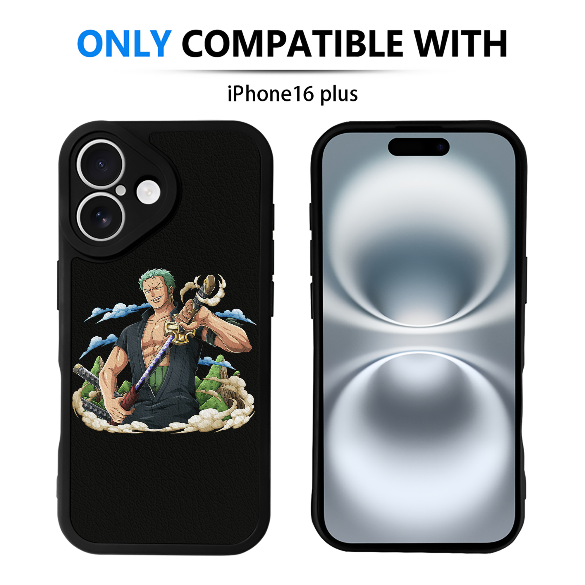 （画像用） ワンピース ロロノア・ゾロ ONE PIECE Roronoa Zoro 【iPhone 16シリーズ対応】シリコンスマホケース（レザー調） 材質：シリコン